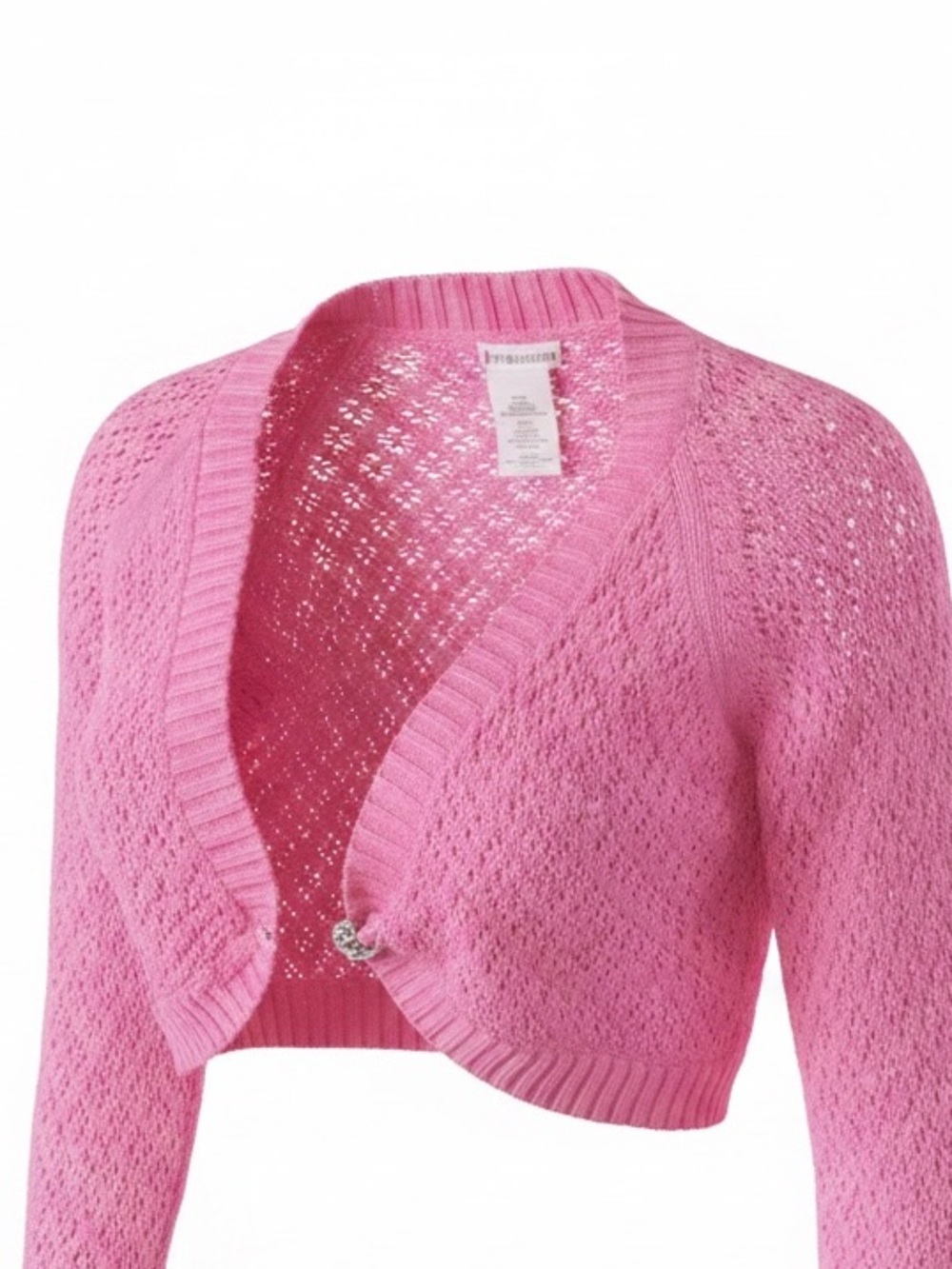 No Boundaries Pink Cropped Open-Knit Bolero Cardigan